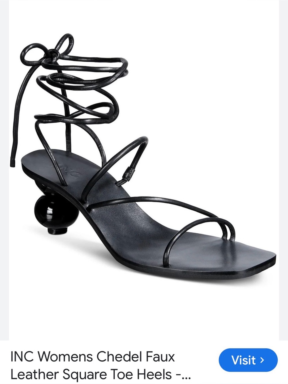 INC 9.5 Chedel faux leather black gladiator sandals